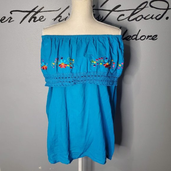 El Paso Designs Floral Embroidered Fiesta Blouse, XL - Picture 3 of 7